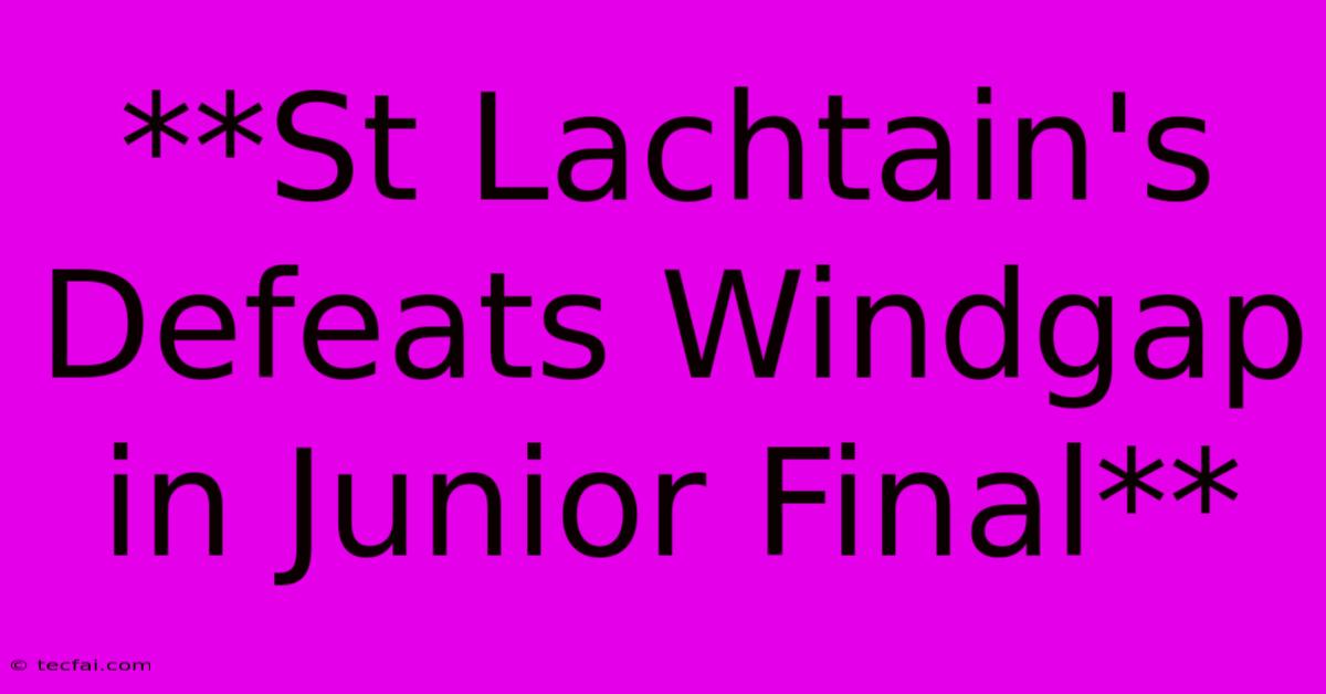 **St Lachtain's Defeats Windgap In Junior Final**