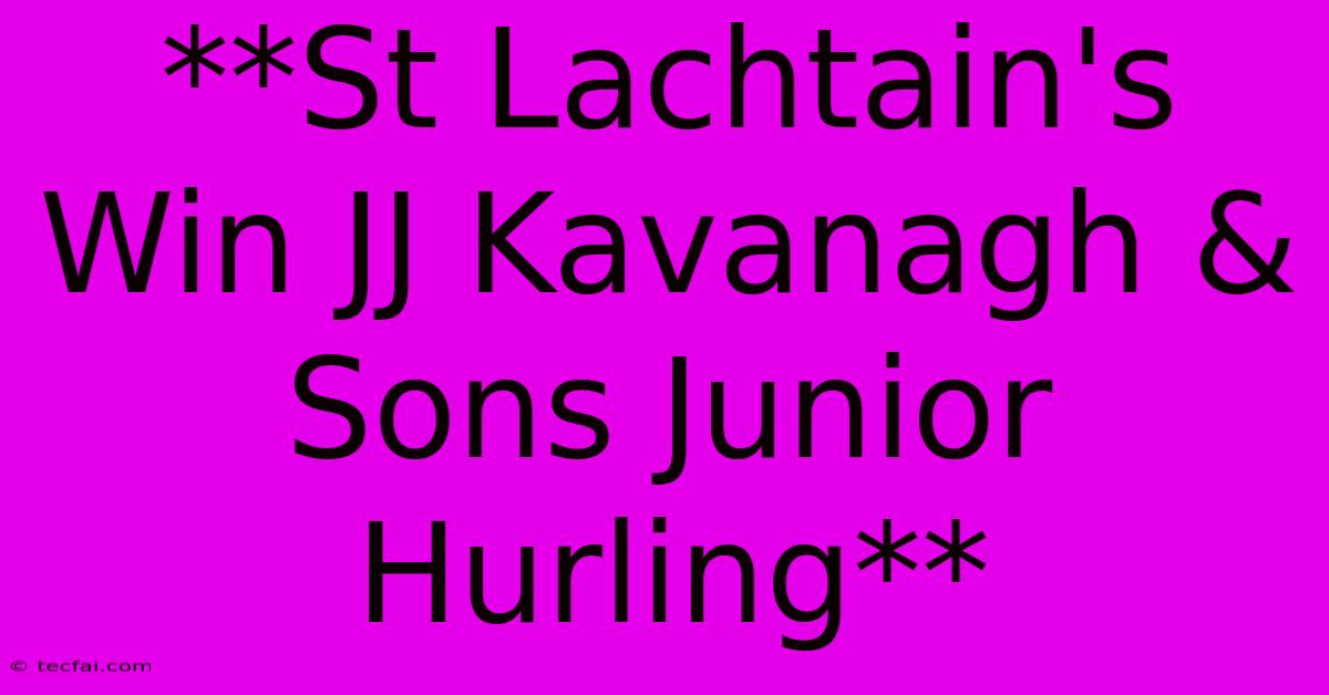 **St Lachtain's Win JJ Kavanagh & Sons Junior Hurling**