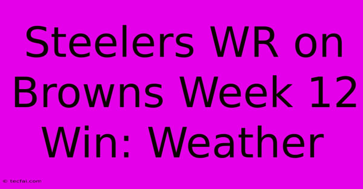 Steelers WR On Browns Week 12 Win: Weather