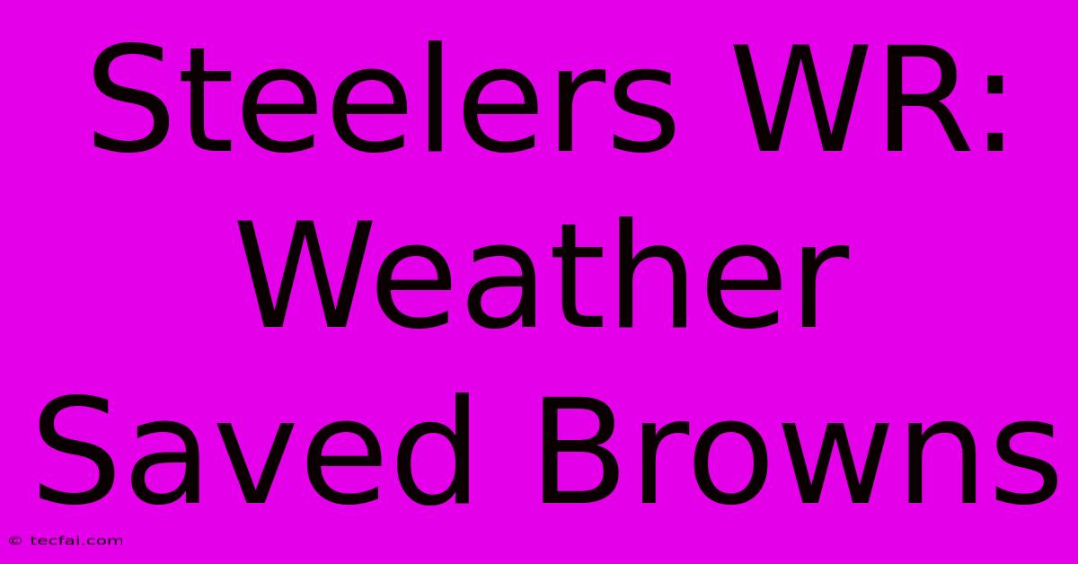 Steelers WR: Weather Saved Browns