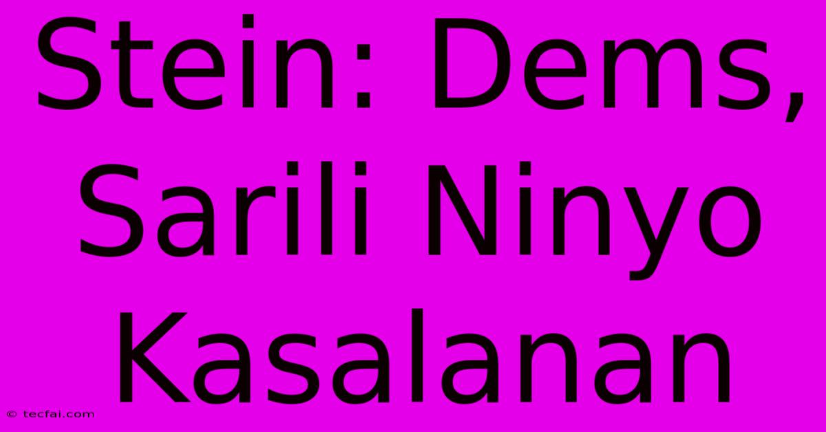 Stein: Dems, Sarili Ninyo Kasalanan