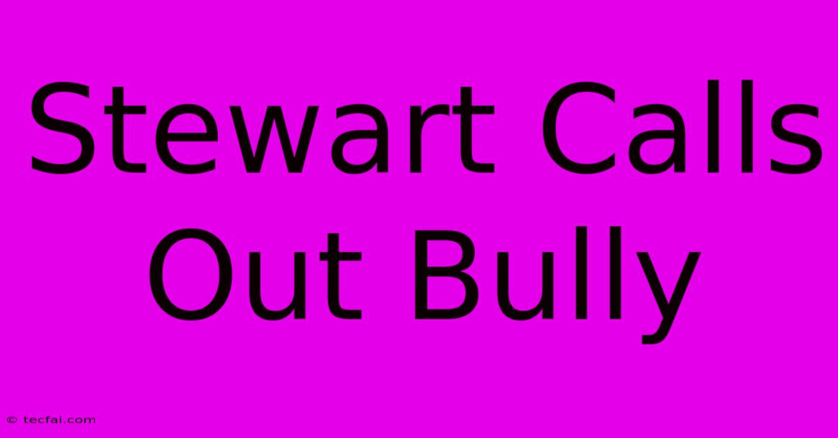 Stewart Calls Out Bully