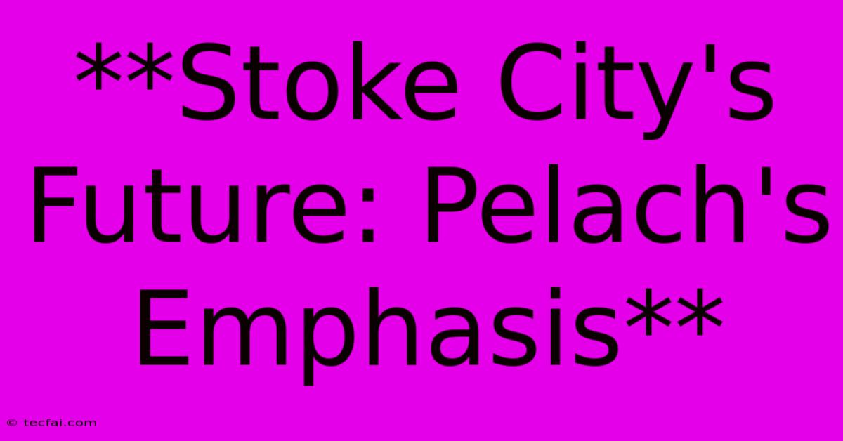 **Stoke City's Future: Pelach's Emphasis**