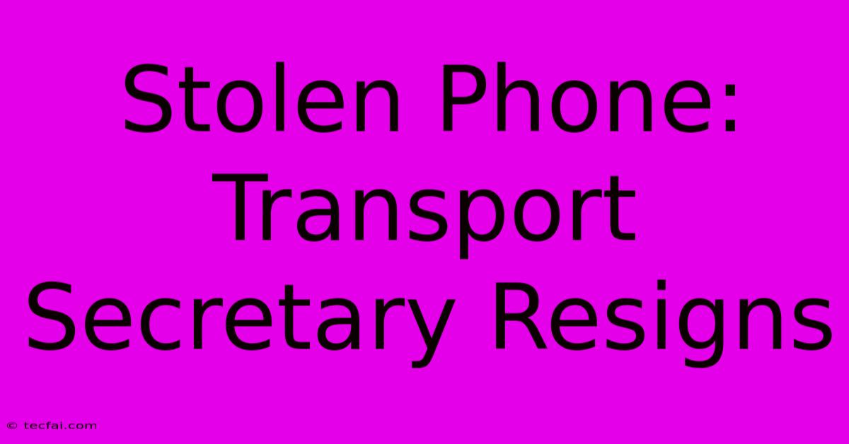 Stolen Phone: Transport Secretary Resigns