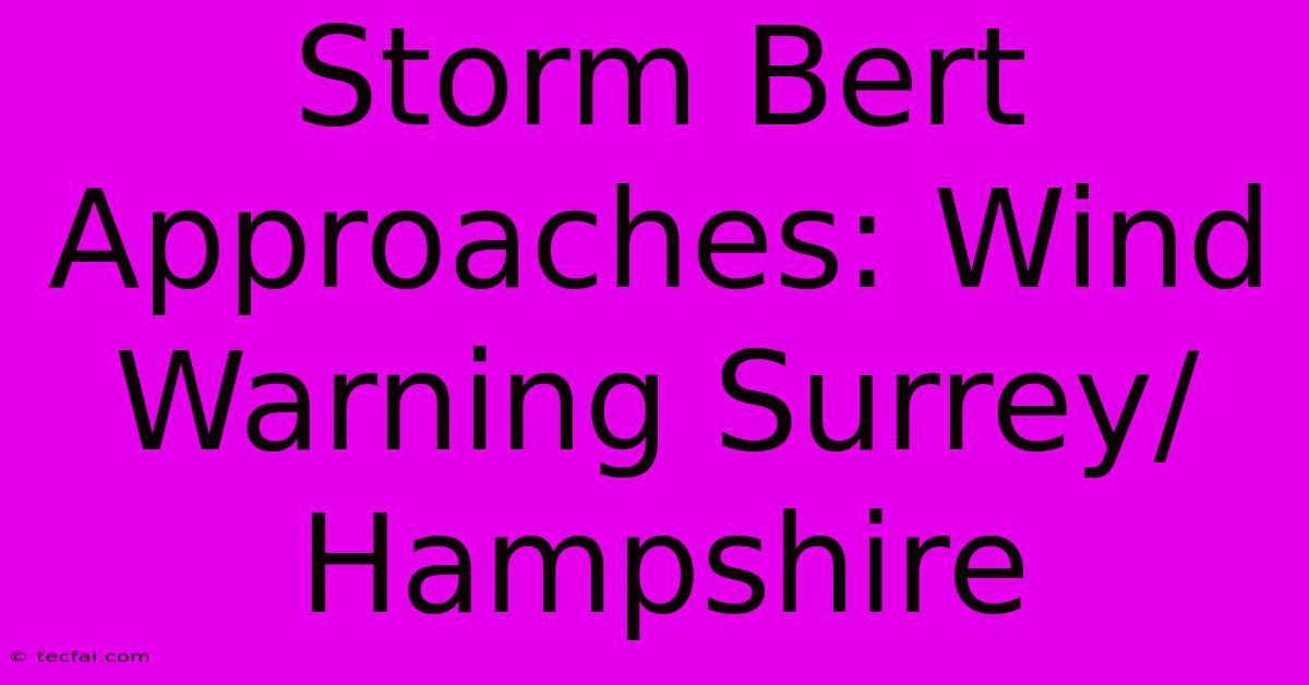 Storm Bert Approaches: Wind Warning Surrey/Hampshire