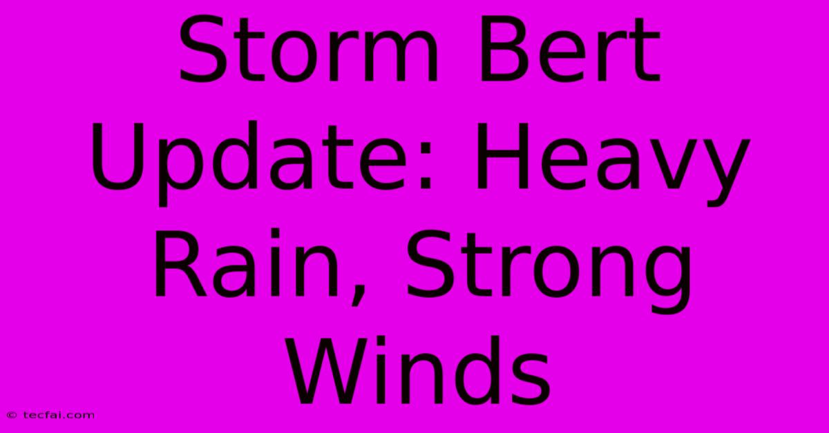 Storm Bert Update: Heavy Rain, Strong Winds