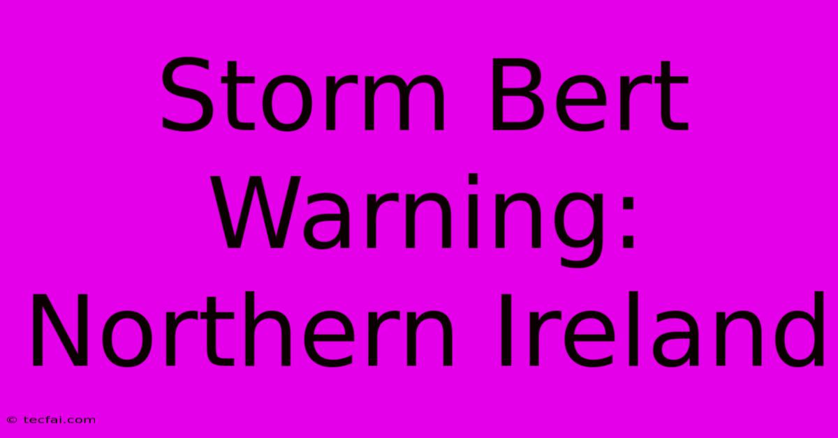 Storm Bert Warning: Northern Ireland