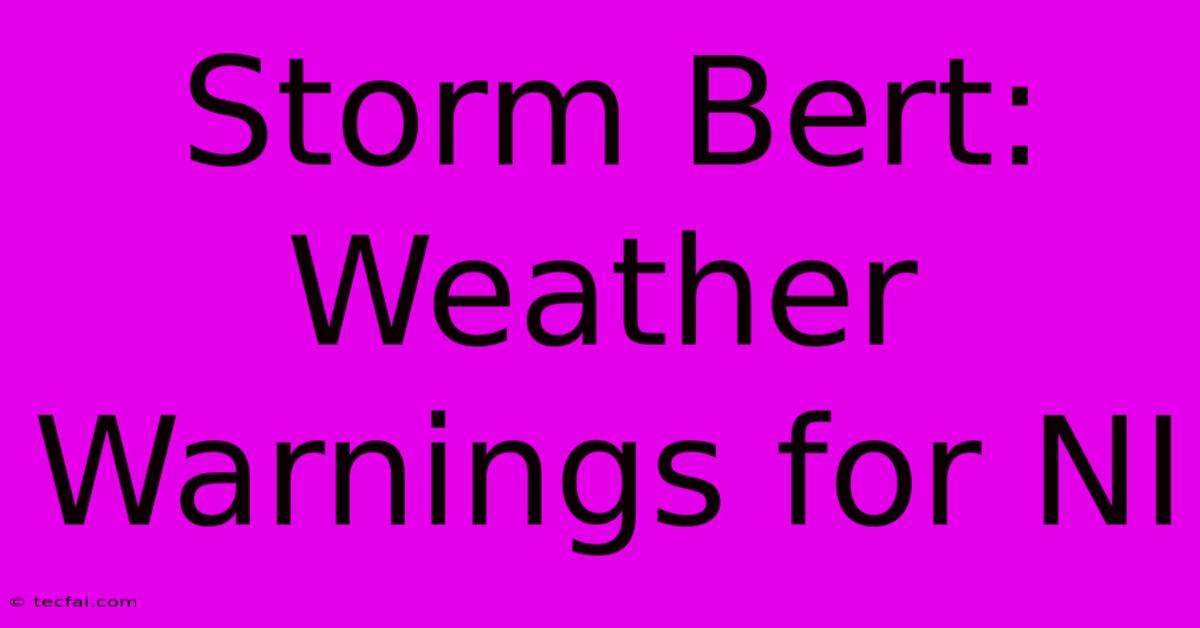 Storm Bert: Weather Warnings For NI