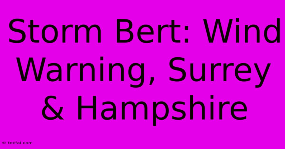 Storm Bert: Wind Warning, Surrey & Hampshire