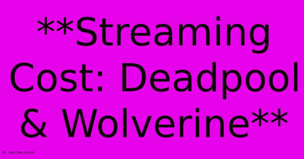 **Streaming Cost: Deadpool & Wolverine** 