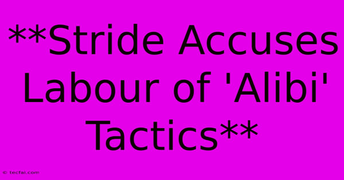 **Stride Accuses Labour Of 'Alibi' Tactics**