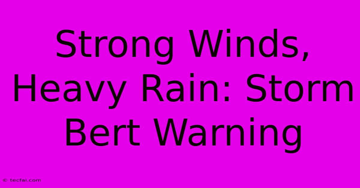 Strong Winds, Heavy Rain: Storm Bert Warning