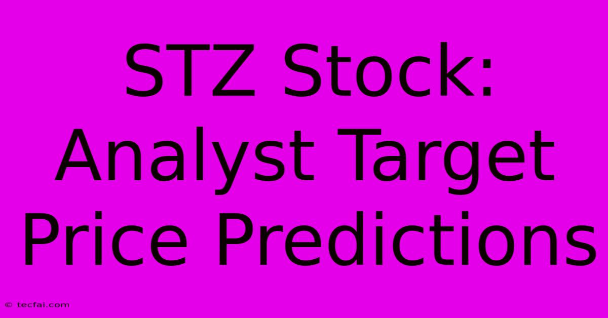 STZ Stock: Analyst Target Price Predictions