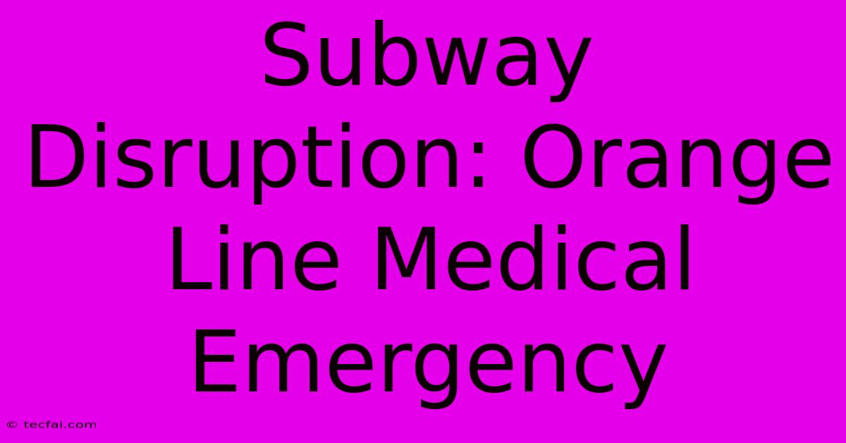 Subway Disruption: Orange Line Medical Emergency