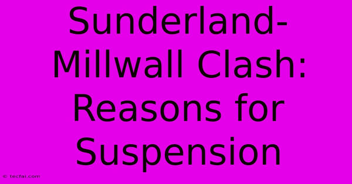 Sunderland-Millwall Clash: Reasons For Suspension