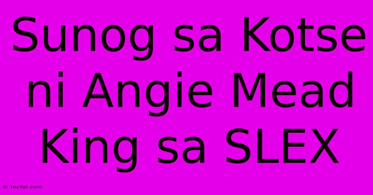 Sunog Sa Kotse Ni Angie Mead King Sa SLEX