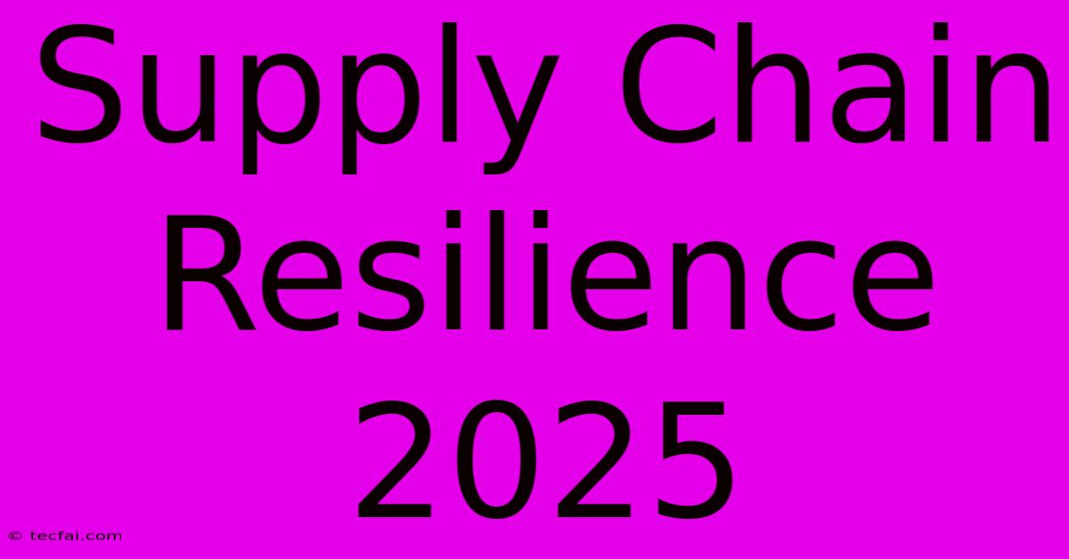 Supply Chain Resilience 2025