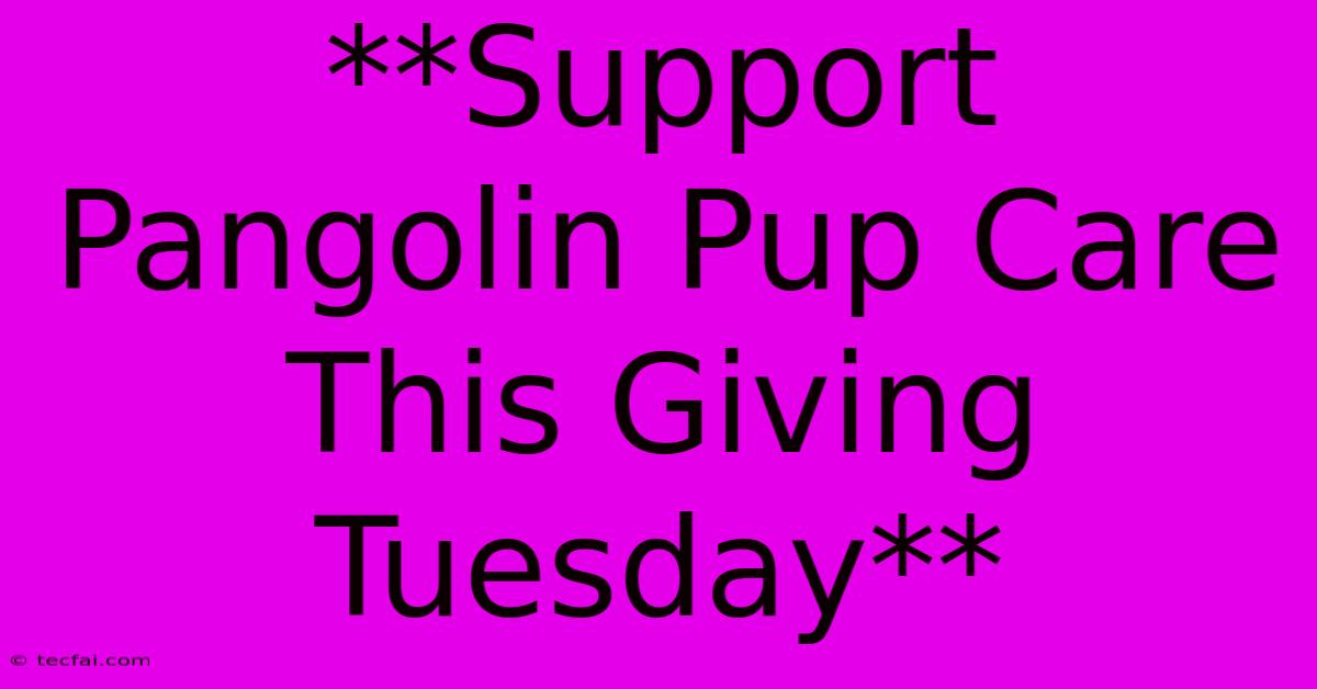 **Support Pangolin Pup Care This Giving Tuesday**