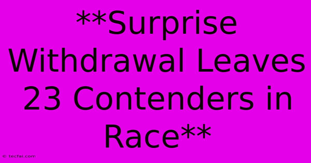 **Surprise Withdrawal Leaves 23 Contenders In Race**