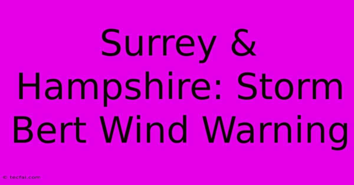 Surrey & Hampshire: Storm Bert Wind Warning