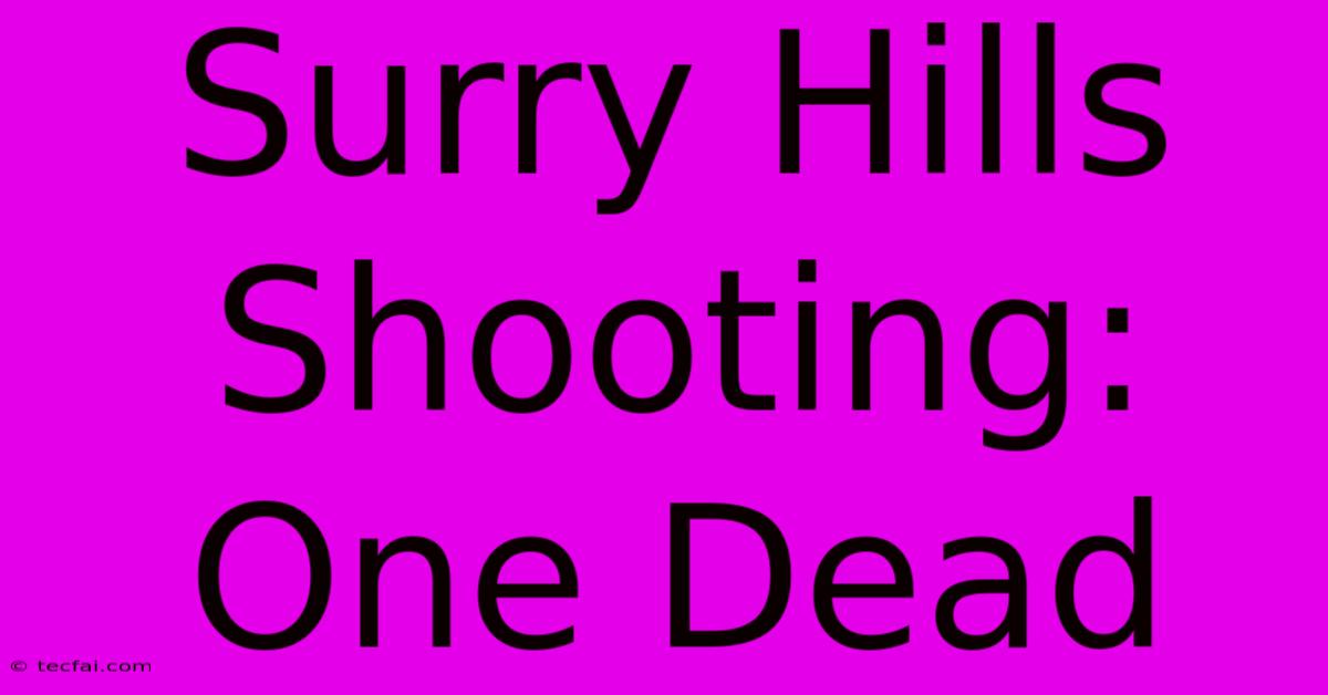 Surry Hills Shooting: One Dead