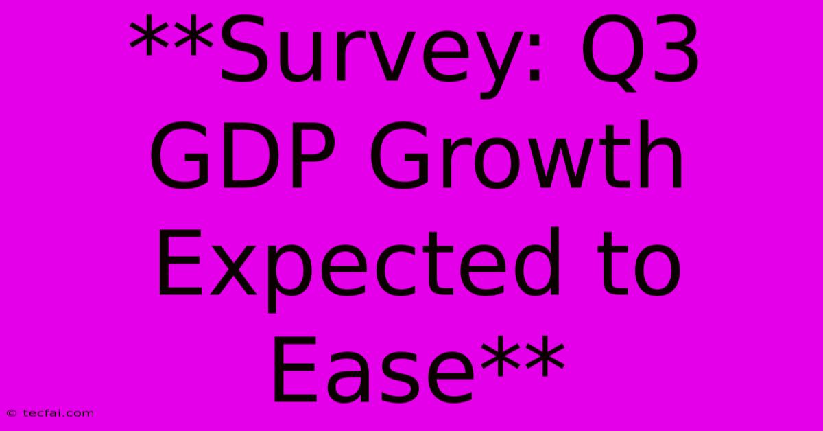 **Survey: Q3 GDP Growth Expected To Ease** 