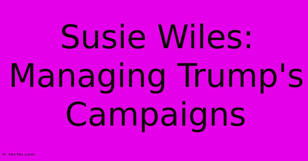 Susie Wiles: Managing Trump's Campaigns