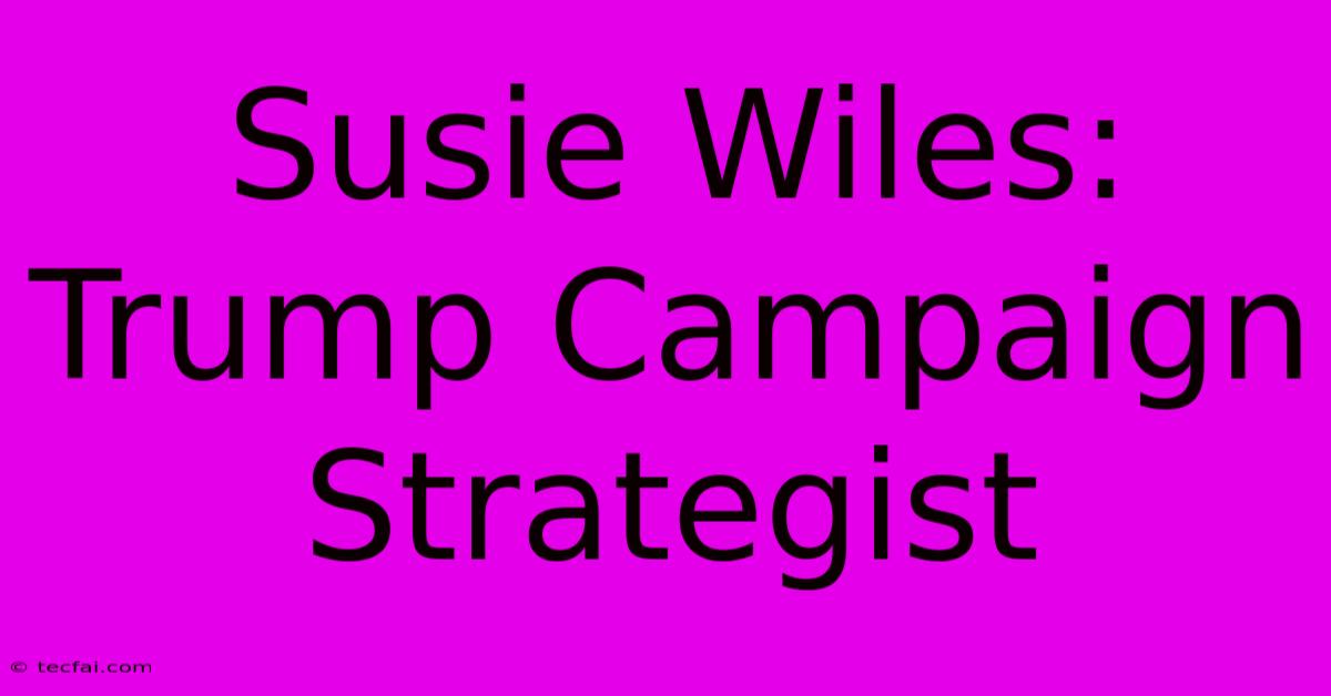 Susie Wiles: Trump Campaign Strategist