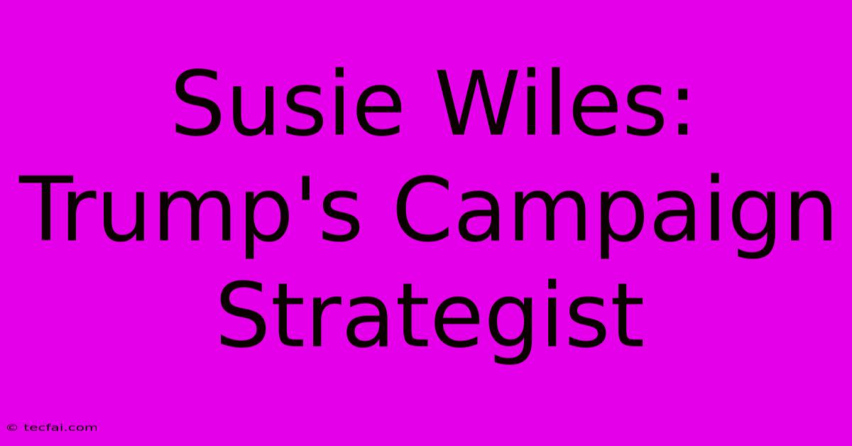 Susie Wiles: Trump's Campaign Strategist