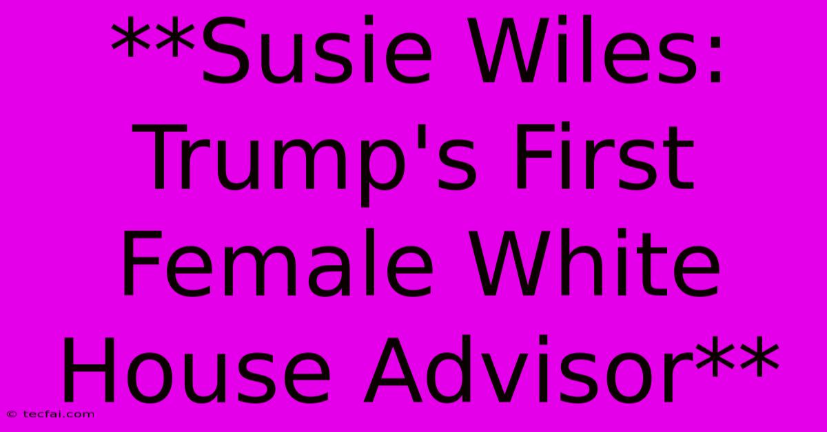 **Susie Wiles: Trump's First Female White House Advisor**