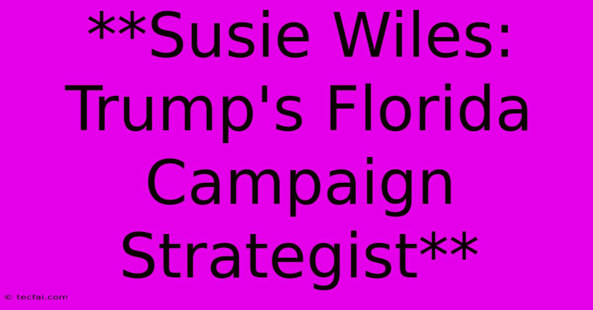 **Susie Wiles: Trump's Florida Campaign Strategist**