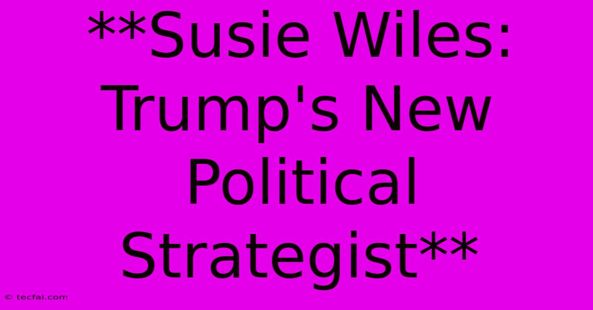 **Susie Wiles: Trump's New Political Strategist** 