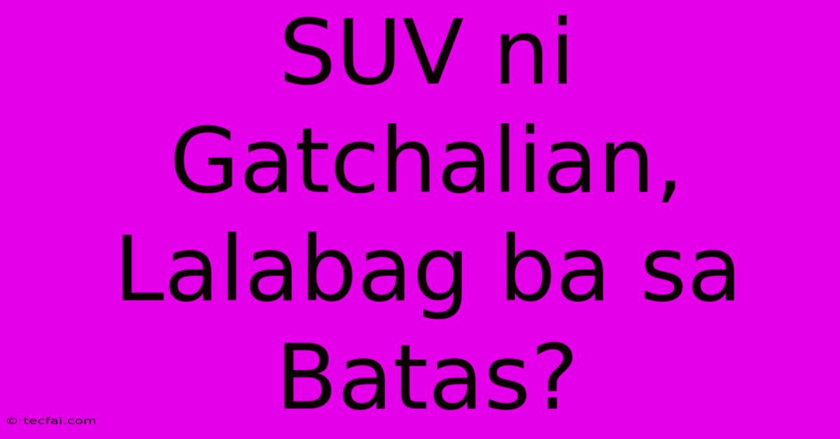 SUV Ni Gatchalian, Lalabag Ba Sa Batas?