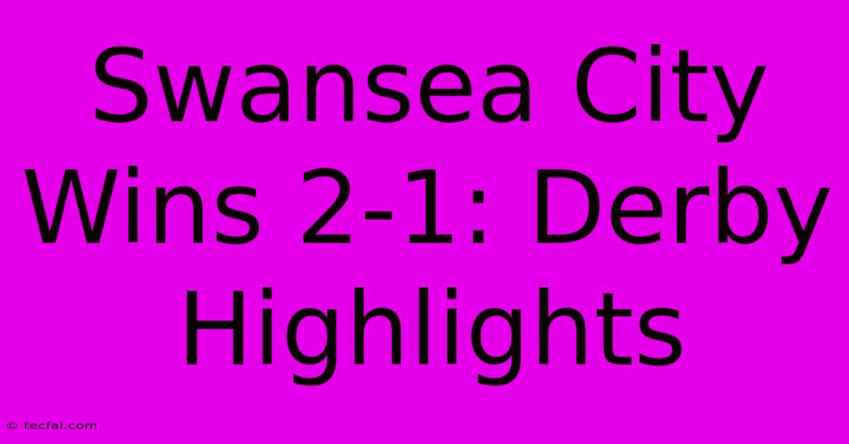 Swansea City Wins 2-1: Derby Highlights