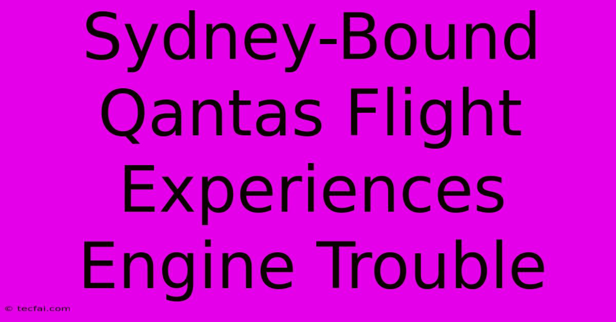 Sydney-Bound Qantas Flight Experiences Engine Trouble