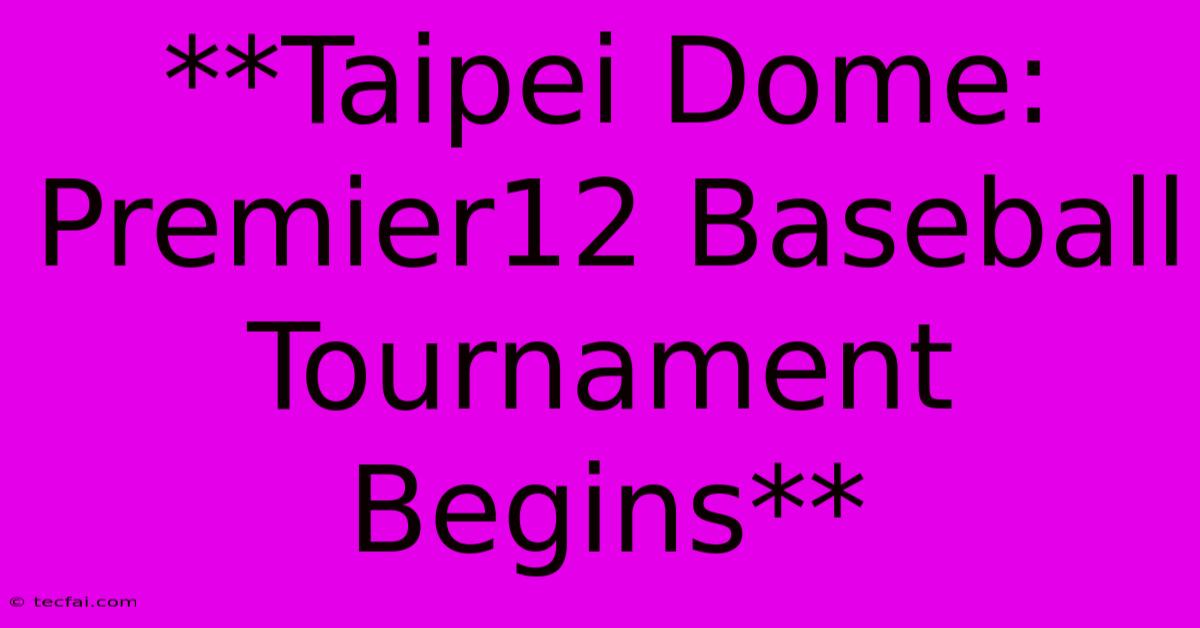 **Taipei Dome: Premier12 Baseball Tournament Begins** 