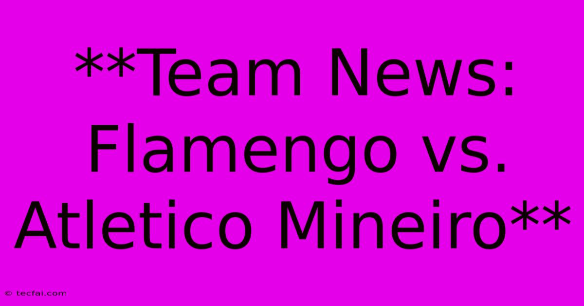 **Team News: Flamengo Vs. Atletico Mineiro**