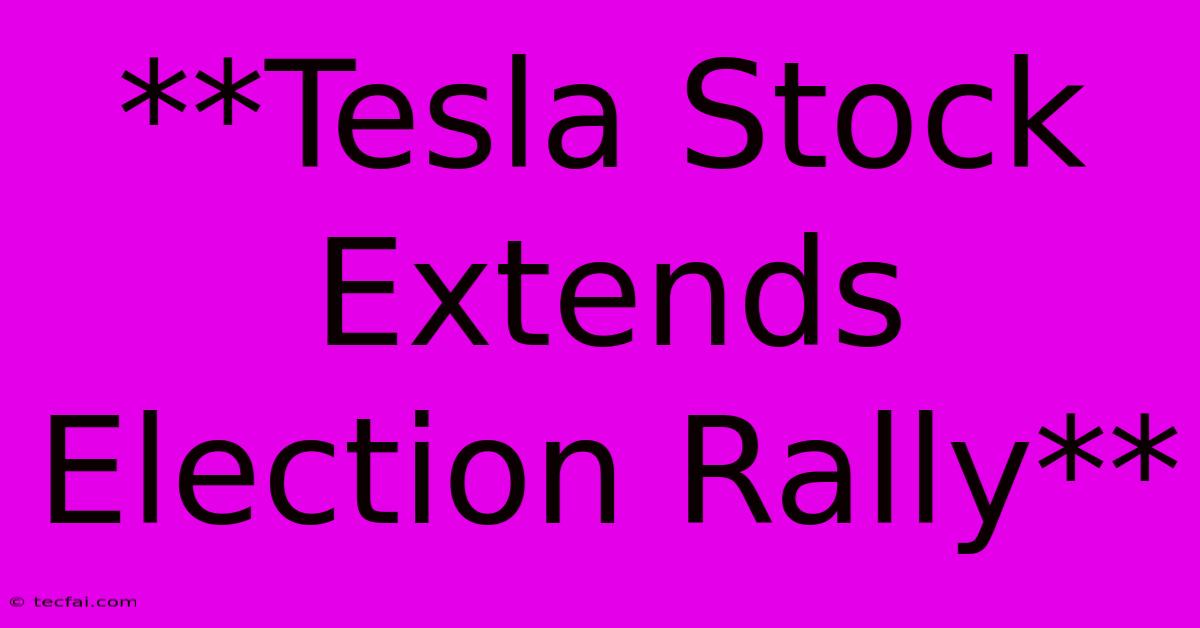 **Tesla Stock Extends Election Rally**