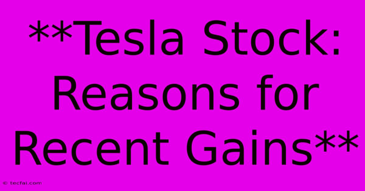 **Tesla Stock: Reasons For Recent Gains**