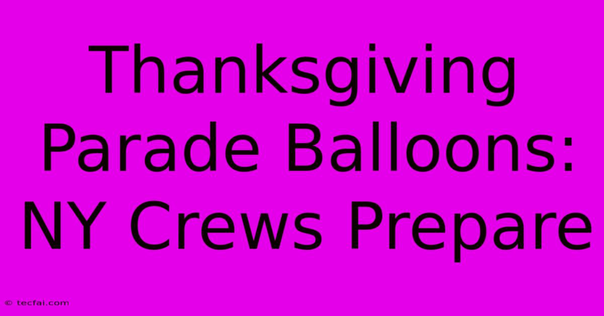 Thanksgiving Parade Balloons: NY Crews Prepare