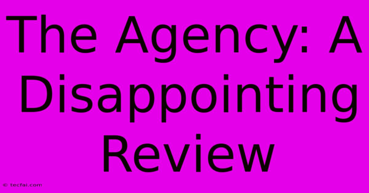 The Agency: A Disappointing Review