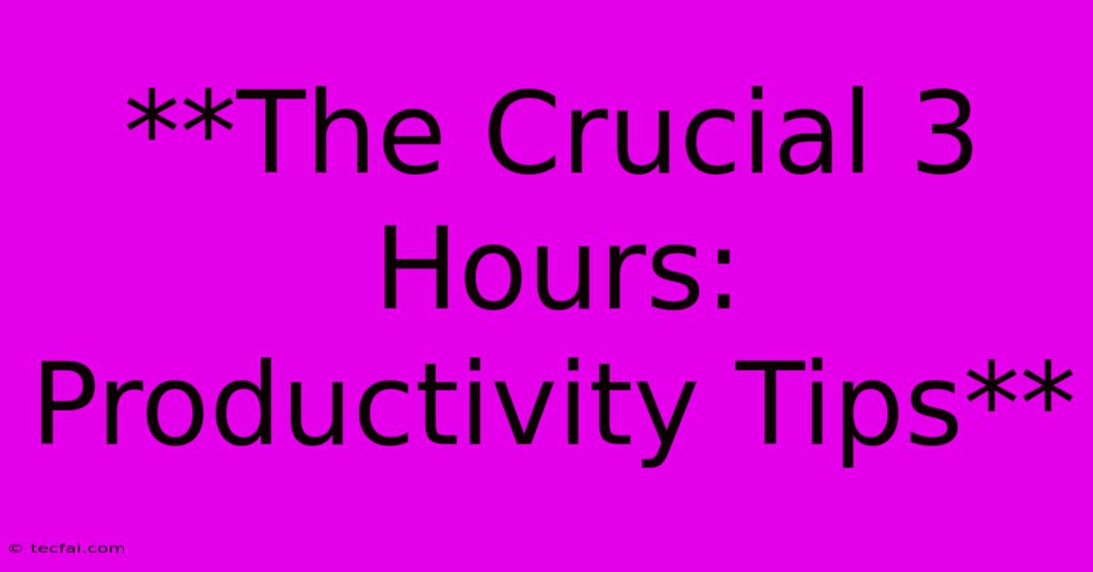 **The Crucial 3 Hours: Productivity Tips**