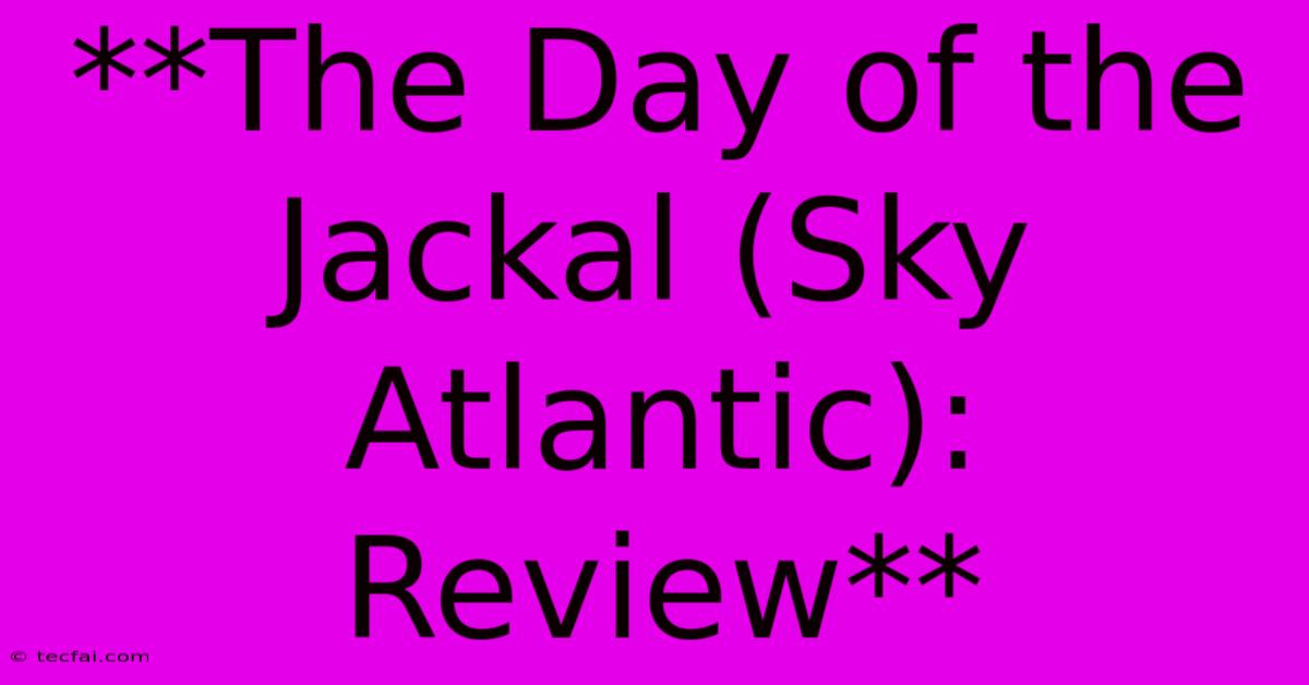 **The Day Of The Jackal (Sky Atlantic): Review** 