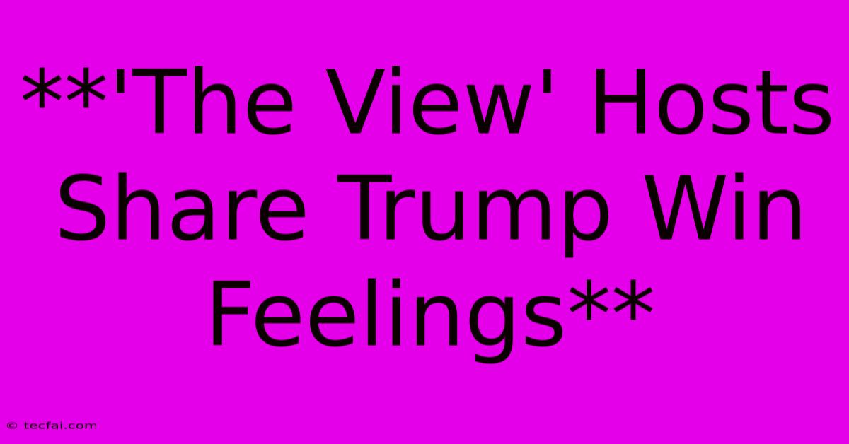 **'The View' Hosts Share Trump Win Feelings** 