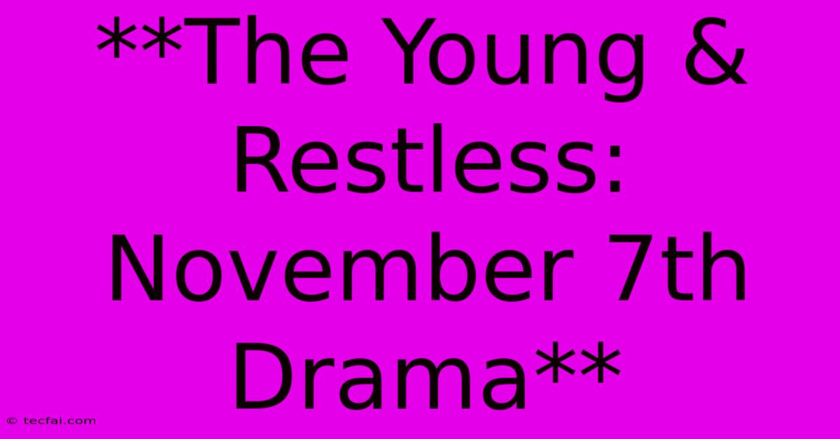 **The Young & Restless: November 7th Drama** 