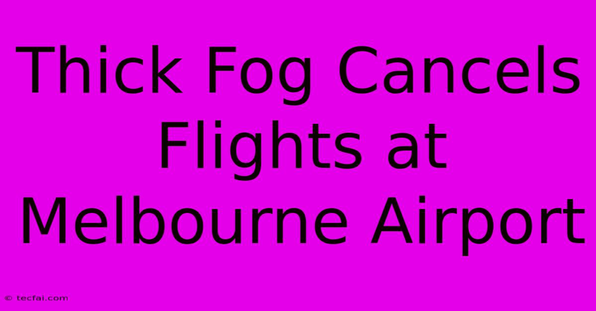 Thick Fog Cancels Flights At Melbourne Airport