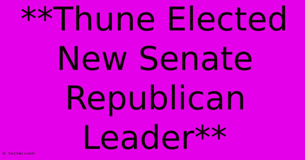 **Thune Elected New Senate Republican Leader**