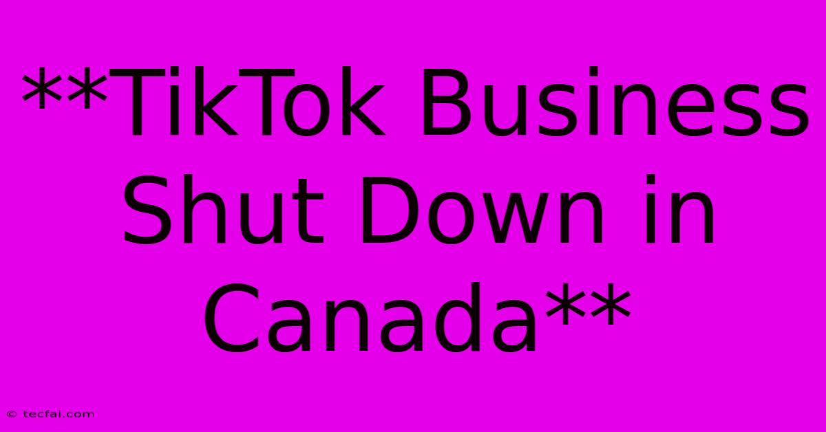 **TikTok Business Shut Down In Canada**