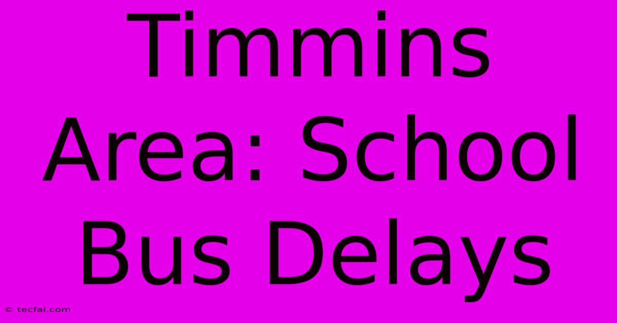 Timmins Area: School Bus Delays