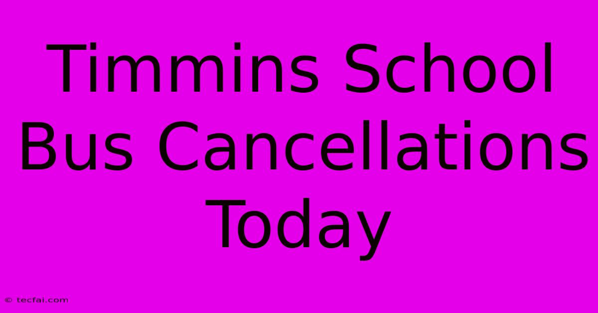 Timmins School Bus Cancellations Today